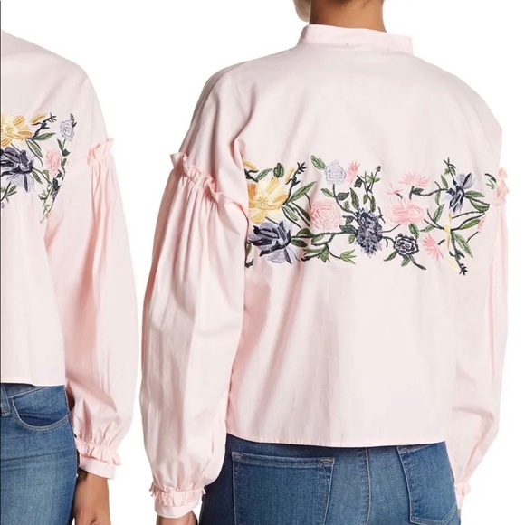 NWT, Vertigo Pink Embroidered Bubble Blouse L - Picture 6 of 8